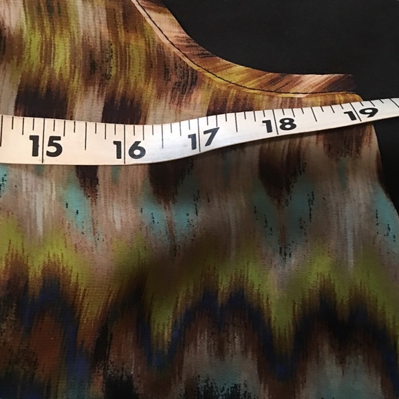 Status Beaded Front Abstract Print Semi Sheer Top - Picture 5 of 6